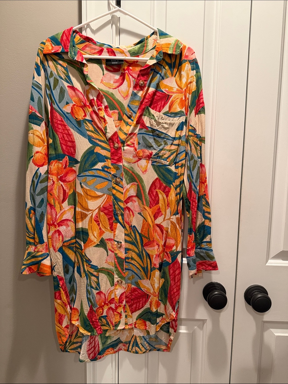 Floral Long Sleeve Button-Up Shirt Dress